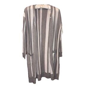 Sureve Japanese Brand Women's Open Front Cardigan Gray White Stripes Size M